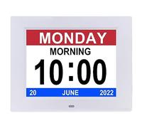 Aowasi Digital Day Calendar Clock 8 Inch 12 Alarms Non-Abbreviations Day & Month Digital Clock for Elderly Dementia Alzheimer Vision Impaired Memory Loss