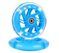 AOWESM 120mm Light Up Scooter Wheels 120 mm PU LED Flash Flashing 3-Wheel Kick Scooters Front Replacement Wheels for Kids Toddles Boys and Girls (2-Pack) (Blue)
