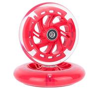 AOWESM 120mm Light Up Scooter Wheels 120 mm PU LED Flash Flashing 3-Wheel Kick Scooters Front Replacement Wheels for Kids Toddles Boys and Girls (2-Pack) (Red)