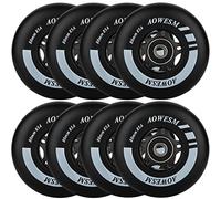 AOWESM Inline Skate Wheels 80mm 76mm 72mm 85a Outdoor Indoor Black Blue Red Roller Hockey Blades Replacement Wheels w/Bearings ABEC-9 and Floating Spacers (8-Pack) (Black, 80mm)
