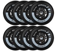 AOWESM Inline Skate Wheels 80mm 76mm 72mm 85a Outdoor Indoor Black Blue Red Roller Hockey Blades Replacement Wheels w/Bearings ABEC-9 and Floating Spacers (8-Pack) (Black, 72mm)