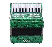 AOWINHIT 22 Keys 8 Bass Celluloid Musical Instrument Toy Home Stage Performance Accordion White Black Premium Reeds (Green)