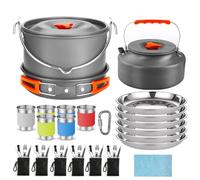 AOWINHIT Camp Cookware Set Non-Stick Foldable Cooking Utensils for (Orange)
