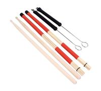 AOWINHIT Drum Sticks Set Professional Drum Stick Steel Brush and Bamboo Rods with Velvet Storage Bag for Practice for Beginners and Professional Drummers