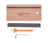 AOWINHIT Guitar Fret File Set Professional Angled Filing Tool 3/23/35 Degree Multi Angle Design with Brush Wrench for Guitar Bass Ukulele Banjo Luthier Solid Wood Handle 6.10 Inches (Beech Wood)