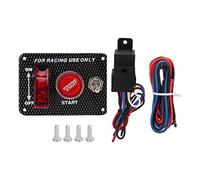 AOWINHIT Ignition Switch Panel Ignition Control Panel Engine Start Push Button Fiber Racing Style Aluminium Alloy Plug and Play Universal for Car