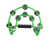 AOWINHIT Professional Two-Row Hand Tambourine with Clear Bell Sound and Ergonomic for Concerts and Dance Shows (Green)