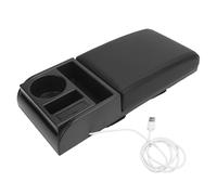 AOWINHIT Universal Car Armrest Box Cover With Usb Charging Port Cup Holder For Suv Truck Van,Center Console Armrest Box Cover,Car Armrest Cover Cushion (Black Line)