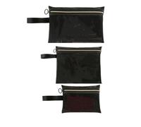 AOWIS Mesh Makeup Bag Mesh Cosmetic Bag Storage Bag Travel Toilet Bag Zipper Wallet Travel Makeup Bag Women's Large Makeup Bag Portable Travel Necessities Bag Open Flat Makeup Bag, Black, Fashion