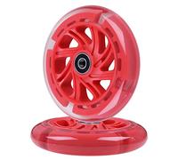 AOWISH 120mm Light-up Scooter Wheels Pair 120mm X 24mm Scooters LED Flash Front Wheels Replacement w/Bearings ABEC-9 for Micro Kickboard, 3-Wheeled Push Scooters (Red)