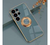 aowner for Samsung Galaxy S25 Ultra Case with Ring Stand 360°Ring Holder Kickstand Magnetic Car Mount Luxury Rose Gold Plating Edge Slim Shockproof Protective Phone Case for S25 Ultra 6.9", Gray