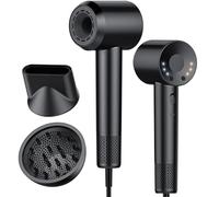 Aowoka Ionic Hair Dryer 1500W, Portable Lightweight Fast Drying Negative Ion Hairdryer Blowdryer, 3 Heat Settings & 3 Speed, with Diffuser and Concentrator Nozzle for Home & Travel Black