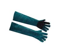 AOWPFVV Pet Handling Gloves, Anti-Bite, Kevlar Reinforced Leather Padding, Dog Training, Cat Scratches, Falcon, Reptile, Snake (Dark Green + Padding), Size, Mens Dark Green + Black Padded Waist