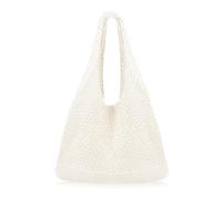 AOWVUTS Crochet Tote Bag Mesh Beach Bag for Women Knits Handbags Retro Hollow Woven Shoulder Bags Summer Vacation Boho Tote Bags for Holiday Daily Work Shopping Travel (Beige)