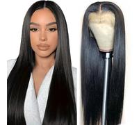 AOWVUTS HD Invisible Lace Front Wigs Straight Glueless Wig 24Inch Synthetic Lace Front Wigs 180 Density Pre Plucked Pre Cut Ready to Wear Pre Bleached Knots Transparent Lace Front Closure Wig