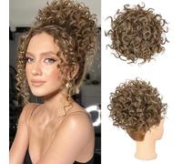 AOWVUTS Messy Bun Hair Pieces Hair Scrunchies Tousled Updo Elastic Hair Bun Hair Piece Synthetic Donut Updo Hairpieces Hair Bun Extensions Updo Ponytail Hair Chignons (Auburn Brown)