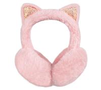 AOWVUTS Warmer Earmuffs for Women Girls Foldable Fluffy Faux Fur Thermal Ear Warmer Cute Sequin Cat Ears Plush Ear Muffs Soft Winter Accessories Coldproof Ears Covers Protector for Outdoor