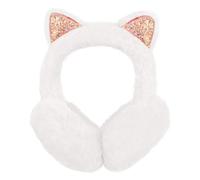 AOWVUTS Warmer Earmuffs Women Girls Fluffy Faux Fur Thermal Ear Warmer Cute Sequin Cat Ears Plush Ear Muffs Soft Winter Accessories Coldproof Ears Covers Protector for Outdoor (White)