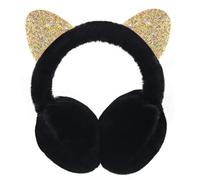 AOWVUTS Warmer Earmuffs Women Girls Foldable Fluffy Faux Fur Thermal Ear Warmer Cute Sequin Cat Ears Plush Ear Muffs Soft Winter Accessories Coldproof Ears Covers Protector for Outdoor