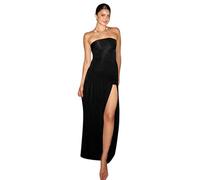 AOWVUTS Women Evening Party Dress Sexy Ladies Elegant High Slit Maxi Dresses Bandeau Strapless Long Dresses Solid Tube Dress Sleeveless Ruched Bodycon Gowns Dresses for Cocktail Club Wedding Prom