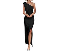 AOWVUTS Women Maxi Formal Evening Dress Sexy Off Shoulder Long Dresses Sleeveless Bodycon Prom Dress Elegant Slim Slit Ball Gowns Dresses for Cocktail Club Wedding Guest Bridesmaid Black