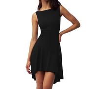 AOWVUTS Women Mini Dress Casual Sleeveless Bodycon Elegant Tight Short Dresses Slim Fit A Line Tank Dress Sexy Ruffle Hem Summer Dresses for Party Club Cocktail Evening Black