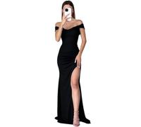 AOWVUTS Women's Maxi Formal Evening Dress Sexy Off Shoulder Long Dresses Sleeveless Floor Length Ball Gowns Elegant High Slit Bodycon Prom Dress for Wedding Guest Bridesmaids Party Cocktail Black