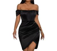 AOWVUTS Womens Sexy Mini Dress Off Shoulder Sleeveless Casual Ruched Bodycon Party Elegant Wrap Summer Fishbone Cocktail Y2K Slim Fit Short Club Evening