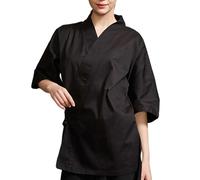 AOXCHEN Unisex Sushi Chef Jacket, Japanese Style Hotel Workwear, Breathable Waiter Uniforms(black,XL)