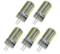 Aoxdi G4 LED Bulbs 5W Cool White, 64 SMD 3014 G4 LED Lamp, No Flickering Energy Saving Capsule Light Bulb for Home-Lighting, AC220-240V, 5-Pack (Cool White)