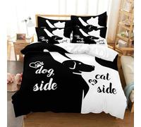 AOXHFNV Side and Cat Side and Cat Side Bed Linen Set, Black, White, 200 x 200 cm