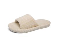 AOXIANG House Slippers Indoor Cotton Flax Slippers, Women's and Men's Casual Soft Non-slip Open Toed Mute Slippers Beige EU 35-36
