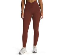 Aoxjox High Waisted Workout Leggings for Women Hidden Scrunch V Waist Front Illusion Ruched Athletic Yoga Pants 26", Cherry Mahogany, S