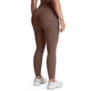Aoxjox High Waisted Workout Leggings for Women Tummy Control Buttery Soft Yoga Metamorph Deep V Pants 26", Fudge Coffee, S