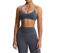 Aoxjox Women's Color Block Workout Sports Bras Fitness Lexi Lined Strappy Bra Athletic Yoga Crop Tank, Iron Grey/Grey, S
