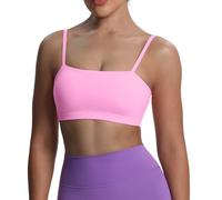 Aoxjox Women's Workout Bandeau Bras Training Fitness Running Yoga Crop Tank, Prism Pink, M