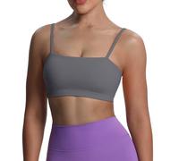 Aoxjox Women's Workout Bandeau Sports Bras Training Fitness Running Yoga Crop Tank Top, Iron Grey, L
