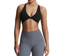 Aoxjox Women's Workout Sports Bras Fitness Backless Padded Sienna Low Impact Bra Yoga Crop Tank Top, Black, S