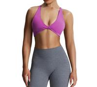 Aoxjox Women's Workout Sports Bras Fitness Backless Padded Sienna Low Impact Bra Yoga Crop Tank Top, Cattleya Purple, S