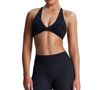 Aoxjox Women's Workout Sports Bras Fitness Backless Padded Sienna Low Impact Bra Yoga Crop Tank Top, Cloud Black, S
