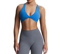 Aoxjox Women's Workout Sports Bras Fitness Backless Padded Sienna Low Impact Bra Yoga Crop Tank Top, Directoire Blue, M