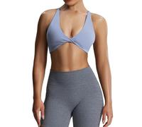 Aoxjox Women's Workout Sports Bras Fitness Backless Padded Sienna Low Impact Bra Yoga Crop Tank Top, Lazuli, M
