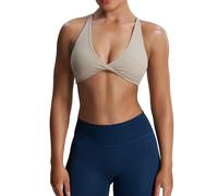 Aoxjox Women's Workout Sports Bras Fitness Backless Padded Sienna Low Impact Bra Yoga Crop Tank Top, Mink, S