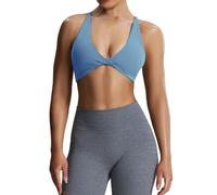 Aoxjox Women's Workout Sports Bras Fitness Backless Padded Sienna Low Impact Bra Yoga Crop Tank Top, Mykonos Blue, XS