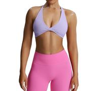 Aoxjox Women's Workout Sports Bras Fitness Backless Padded Sienna Low Impact Bra Yoga Crop Tank Top, Purple Heather, S