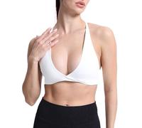 Aoxjox Women's Workout Sports Bras Fitness Backless Padded Sienna Low Impact Bra Yoga Crop Tank Top, White, M
