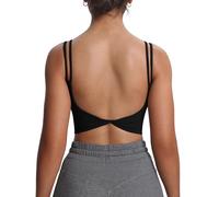Aoxjox Women's Workout Sports Bras Fitness Padded Backless Yoga Crop Tank Top Twist Back Cami, Black, XS
