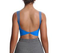 Aoxjox Women's Workout Sports Bras Fitness Padded Backless Yoga Crop Tank Top Twist Back Cami, Directoire Blue, L