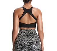 Aoxjox Women's Workout Sports Bras High Impact Fitness Training Gym Khloe Bra Yoga Crop Tank, Black, XS