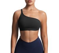 Aoxjox Women's Workout Sports Bras One Shoulder Astoria Asymmetrical Bra Fitness Training Gym Yoga Crop Tank, Black, M